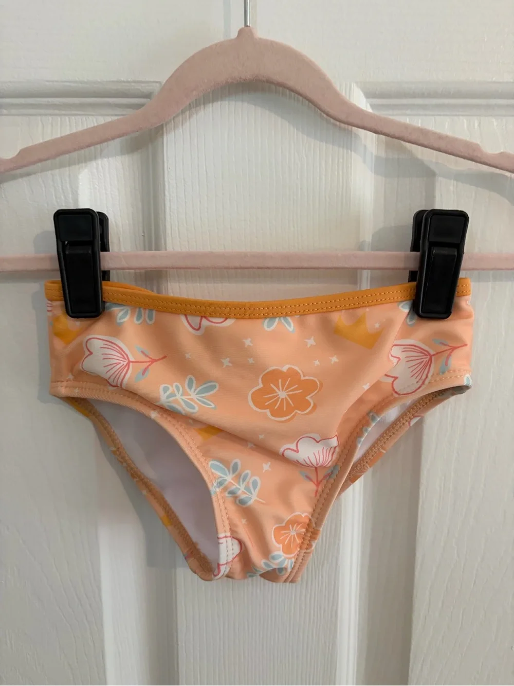 Disney Princess Orange 2 Piece Swimsuit With Ruffle Strap And Flor Detail - 3T